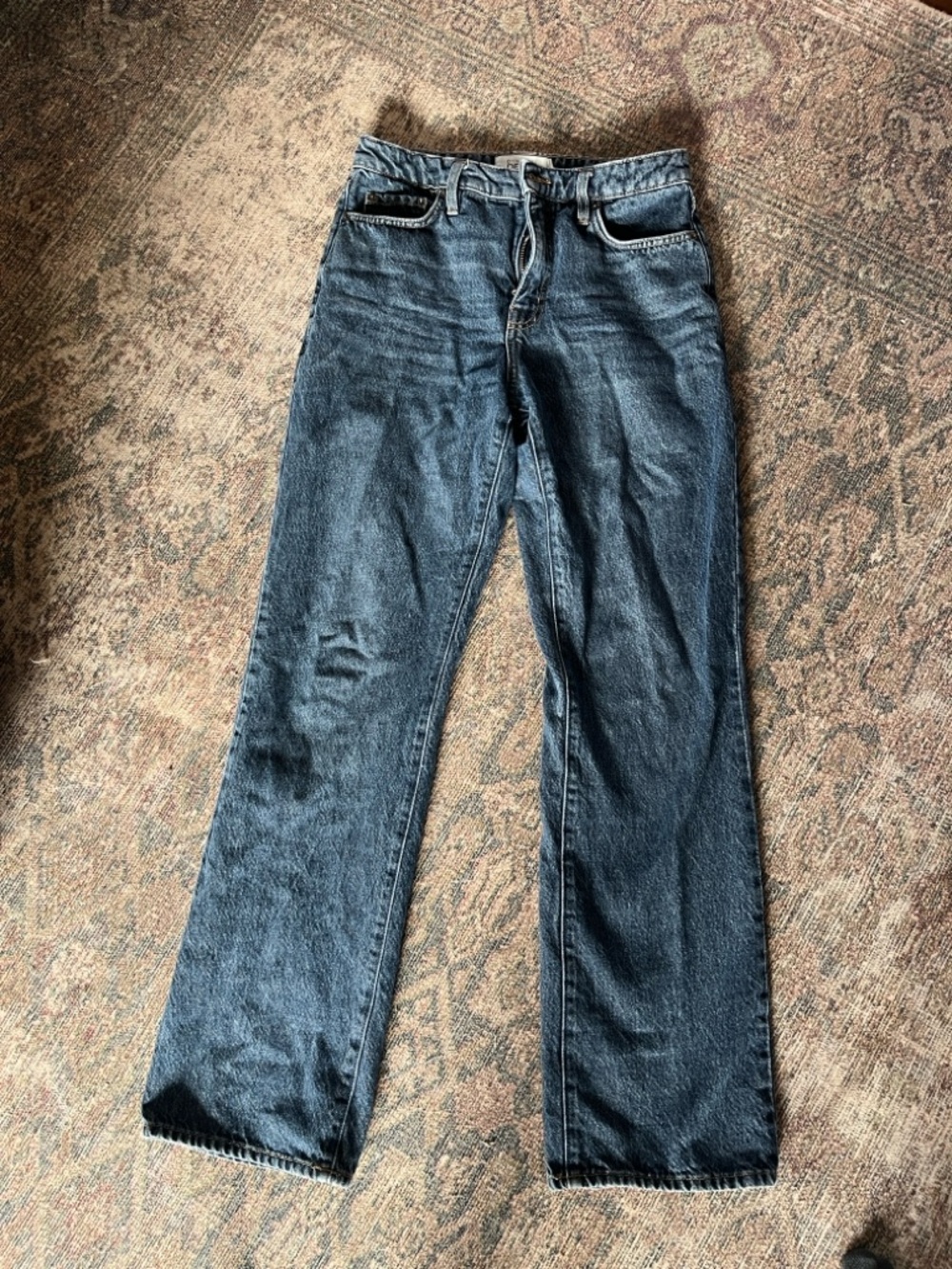 Dynamite Women's Wide-Leg Jeans in Dark Wash Blue - Picture 2 of 3
